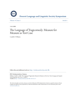The Language of Tragicomedy: Measure for Measure as Test Case