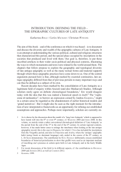 introduction: defining the field &ndash; the epigraphic cultures of late antiquity