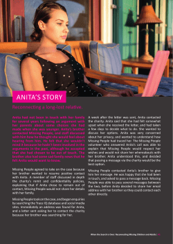 ANITA`S STORY - Missing People