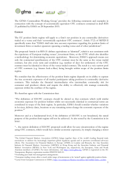 1 The GFMA Commodities Working Group1 provides the following