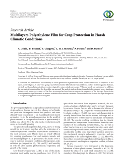 Multilayers Polyethylene Film for Crop Protection in Harsh Climatic