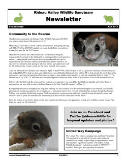 Fall 2012 - Rideau Valley Wildlife Sanctuary