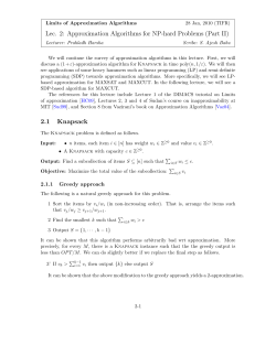 Lec. 2: Approximation Algorithms for NP-hard Problems
