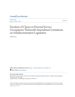 Freedom of Choice in Personal Service Occupations Thirteenth