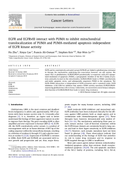 EGFR and EGFRvIII interact with PUMA to inhibit mitochondrial