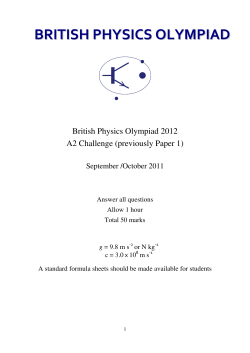 British Physics Olympiad Paper A2 Challenge 2012 Question Paper