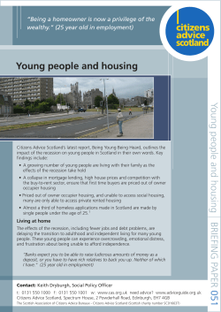 BRIEFING PAPER 051 Young people and housing Young people
