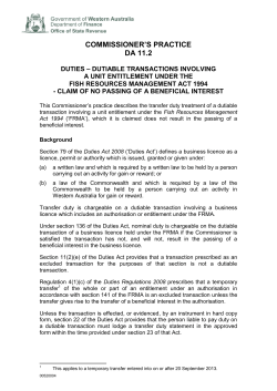 Dutiable Transactions Involving a Unit Entitlement under the Fish