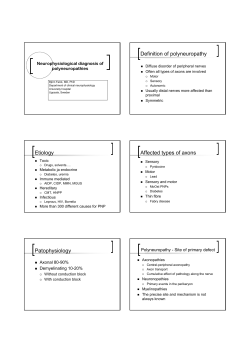 Definition of polyneuropathy Etiology Affected types of axons