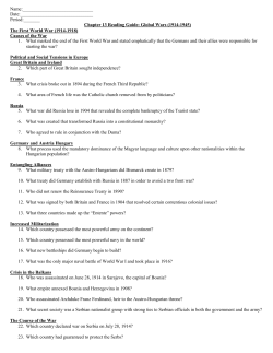 Chapter 13 Reading Guide: Global Wars