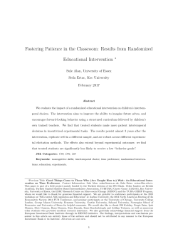 Fostering Patience in the Classroom: Results from Randomized