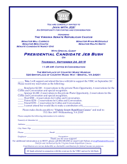 Presidential Candidate Jeb Bush - The Virginia Senate Republican