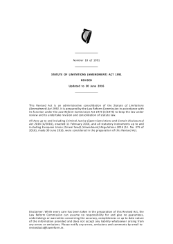 Number 18 of 1991 STATUTE OF LIMITATIONS (AMENDMENT