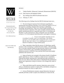 Dan Swanson and Stephanie Kobbe Key findings from MNCM