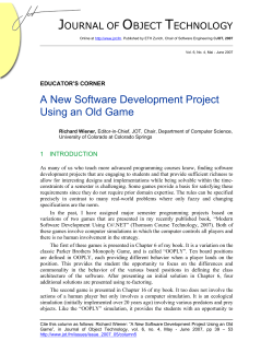 A New Software Development Project Using an Old Game