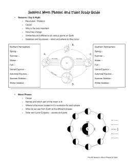 Seasons, Moon Phases, and Tides Study Guide