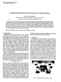 Coefficient of Friction between Yams and Contact Surfaces