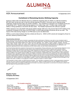 Curtailment of Remaining Suralco Refining Capacity