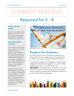 BRMS Summer Required Reading Grades 5-8