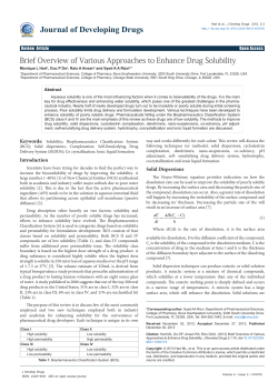 Brief Overview of Various Approaches to Enhance Drug Solubility