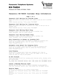 Panasonic KX-TA824 Advanced Hybrid Telephone System