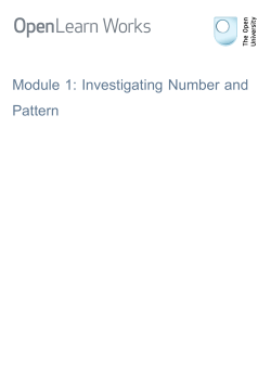 Module 1: Investigating Number and Pattern