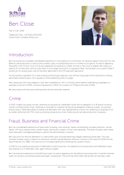 St Philips Chambers - Barrister Profile: Ben Close