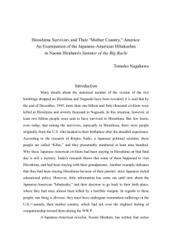 Hiroshima Survivors and Their "Mother Country," America