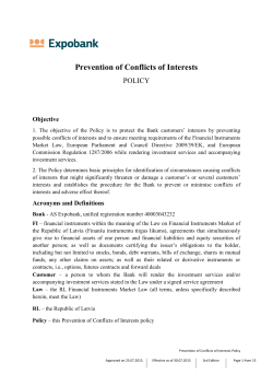 Prevention of Conflicts of Interests