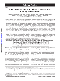 Cardiovascular Effects of Unilateral Nephrectomy in Living Kidney