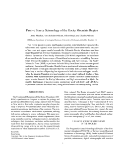 Passive Source Seismology of the Rocky Mountain Region
