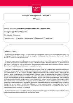 Unsettled Question about the European idea