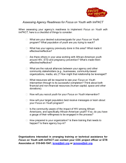 Assessing Agency Readiness For Focus On Youth With