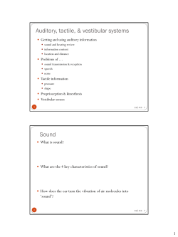 Auditory, Tactile, and Vestibular Systems