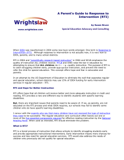 A Parent`s Guide to Response to Intervention (RTI)