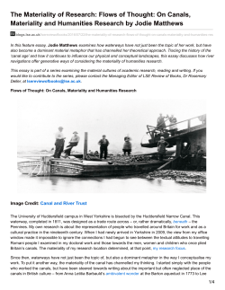 The Materiality of Research: Flows of Thought: On Canals
