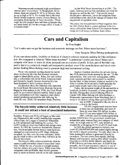 Cars and Capitalism - Green Social Thought