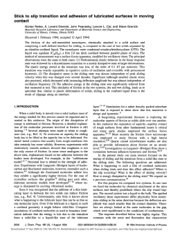 Stick to slip transition and adhesion of lubricated