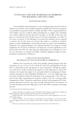covenant and the warnings of hebrews: the blessing and the curse