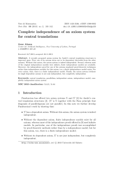 Complete independence of an axiom system for central translations