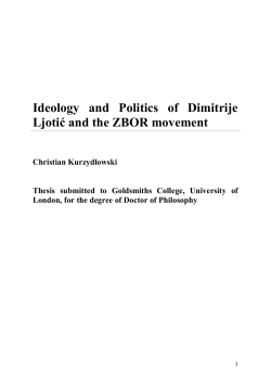 Ideology and Politics of Dimitrije Ljotić and the ZBOR movement