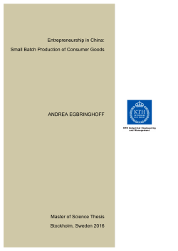 Entrepreneurship in China: Small Batch Production of Consumer