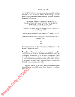 (Nomination and Election of Syiem Nongkhlaw Elaka) Act