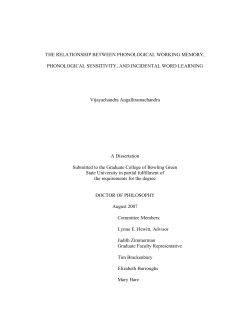 The Relationship Between Phonological Working Memory