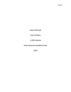 Sania Ahmed City of Glass 1,935 Words International Academy East