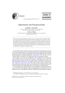 Opportunities and Entrepreneurship