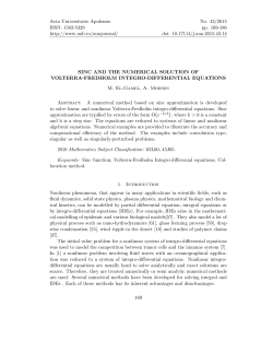 SINC AND THE NUMERICAL SOLUTION OF VOLTERRA