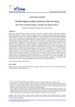 EFSA Scientific Opinion on Dietary Reference Values for energy
