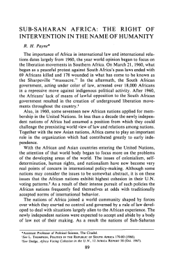 Sub-Saharan Africa: The Right of Intervention in the Name of Humanity