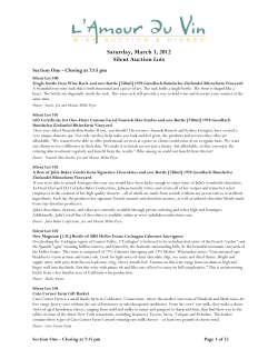 Saturday, March 3, 2012 Silent Auction Lots